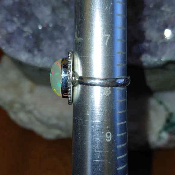Elegant Silver Ethiopian Opal Ring Size 7.75 - Picture 15 of 15
